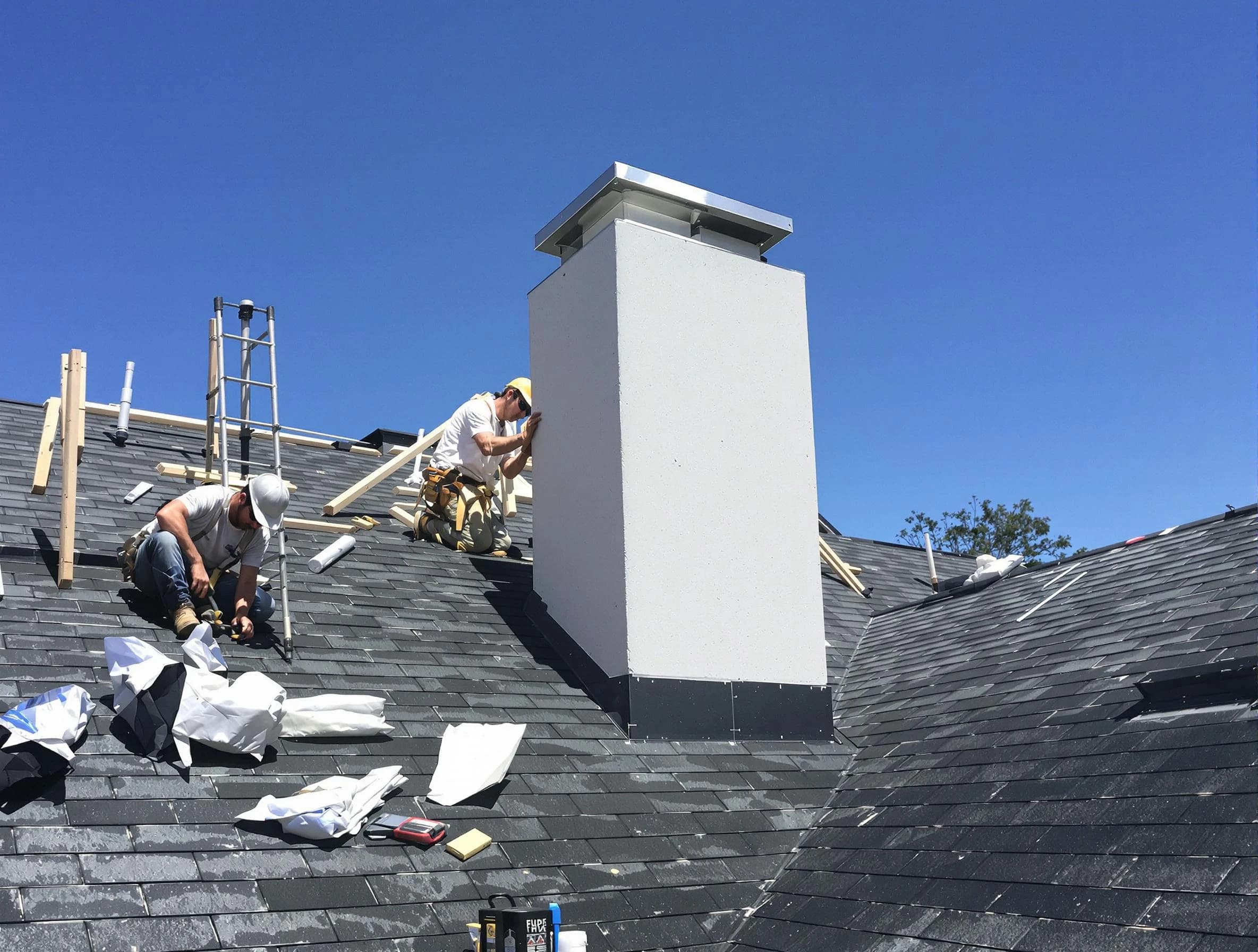 Columbiana Chimney Sweep crew installing a new chimney in Columbiana, AL