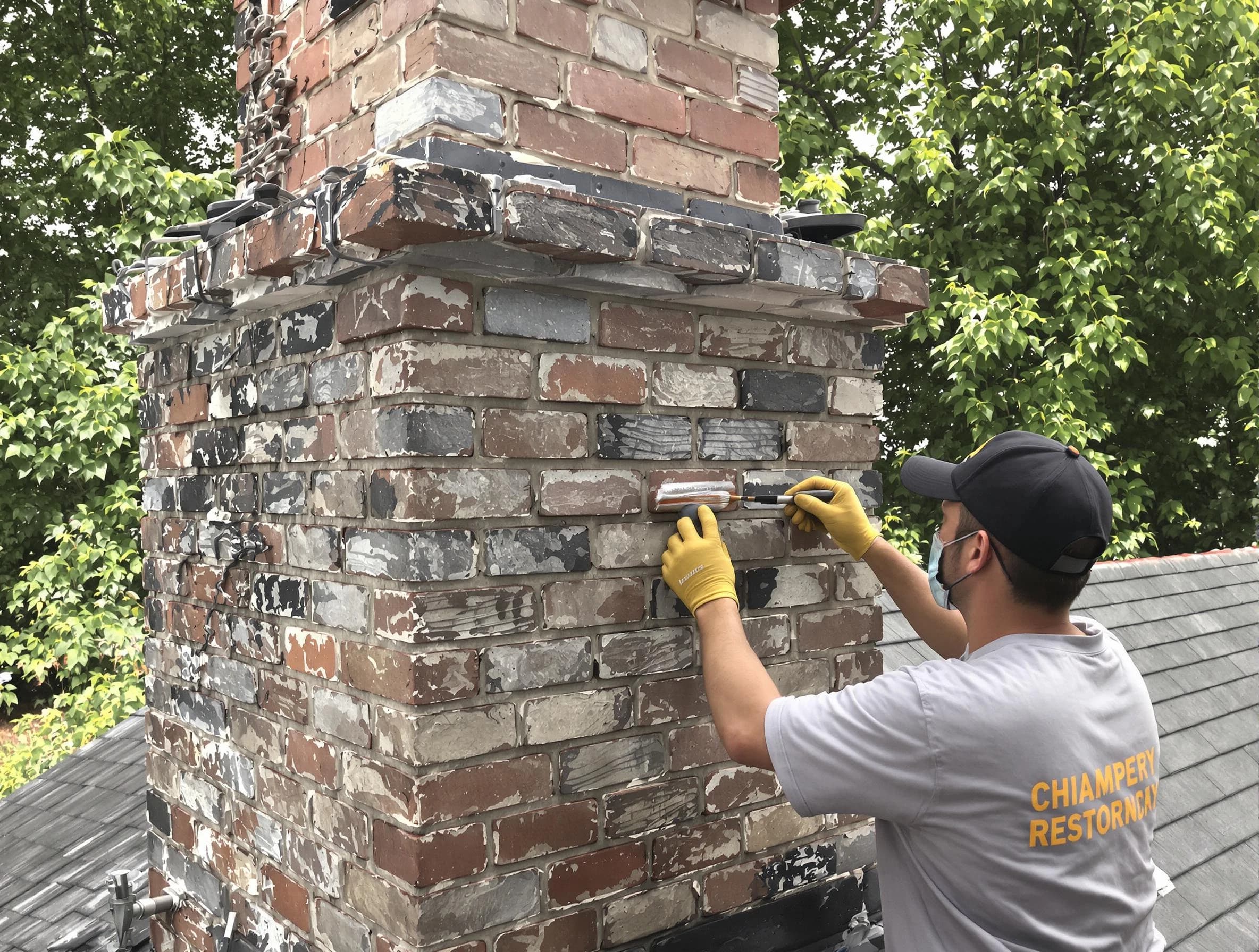 In-progress chimney restoration by Columbiana Chimney Sweep in Columbiana, AL