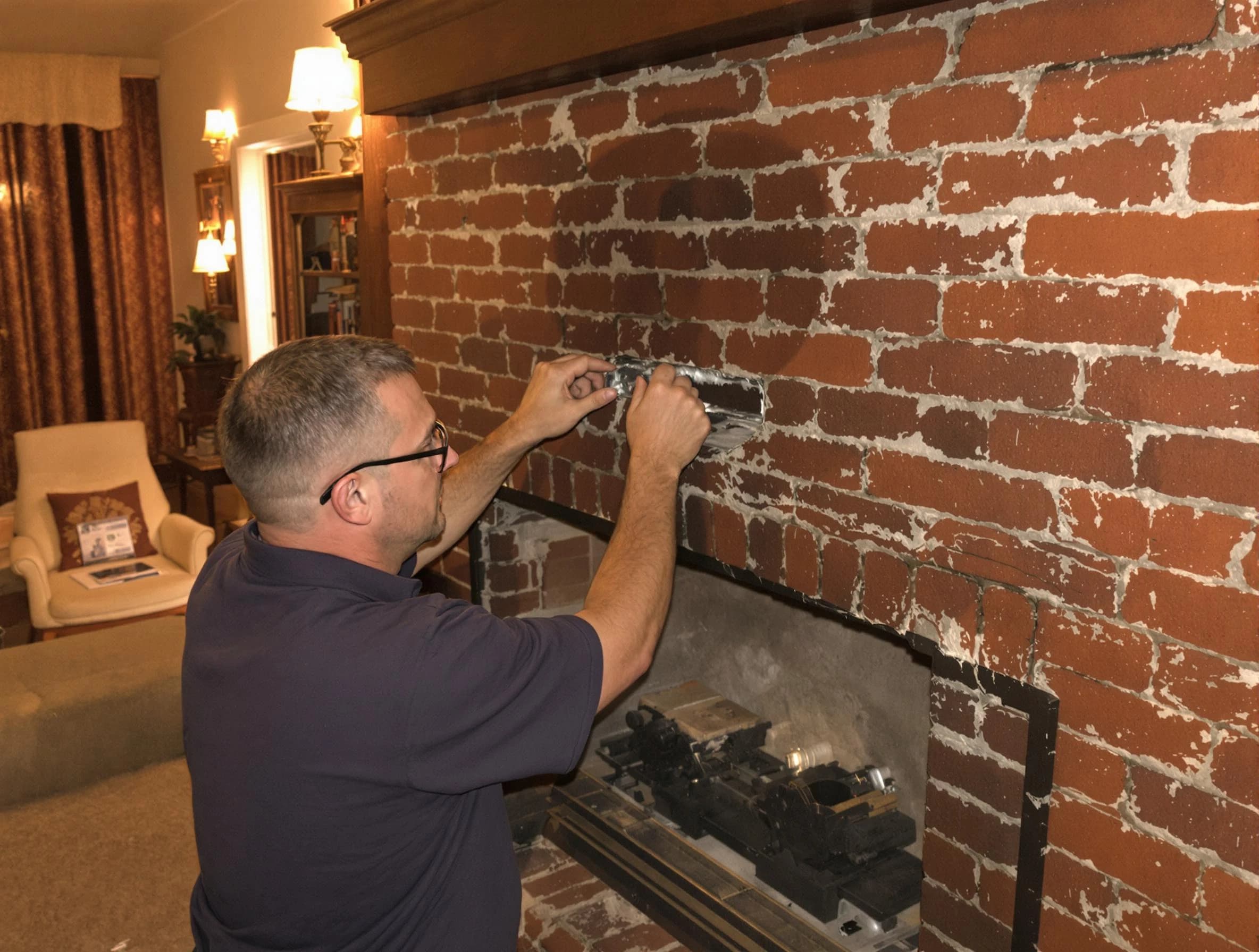 Columbiana Chimney Sweep expert fixing a fireplace in Columbiana, AL