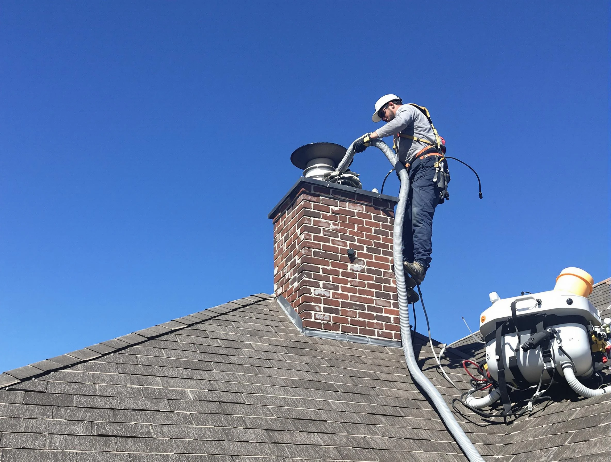 Dedicated Columbiana Chimney Sweep team member cleaning a chimney in Columbiana, AL