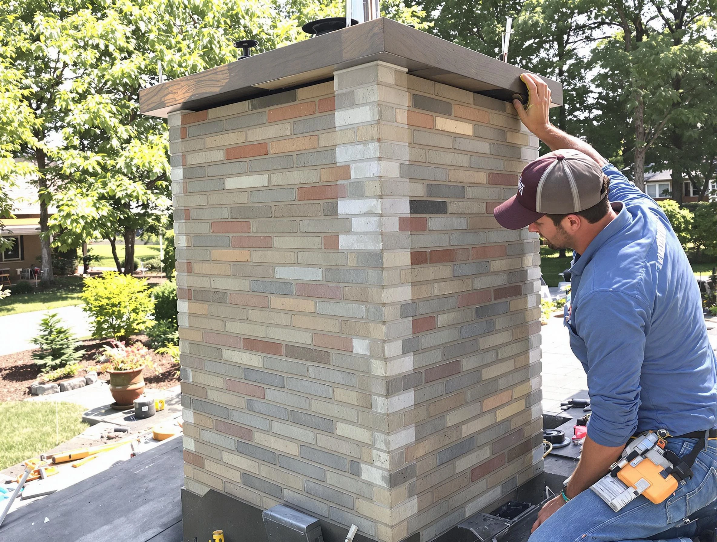 Columbiana Chimney Sweep completing a modern chimney remodel in Columbiana, AL