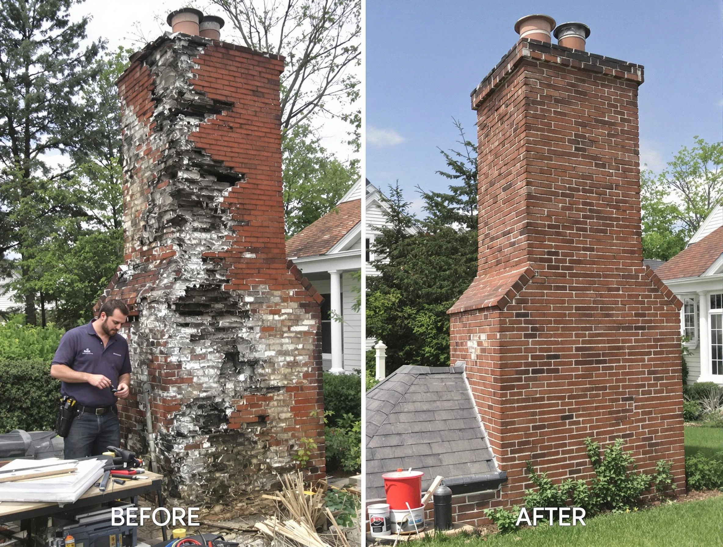Columbiana Chimney Sweep performing a full chimney restoration in Columbiana, AL