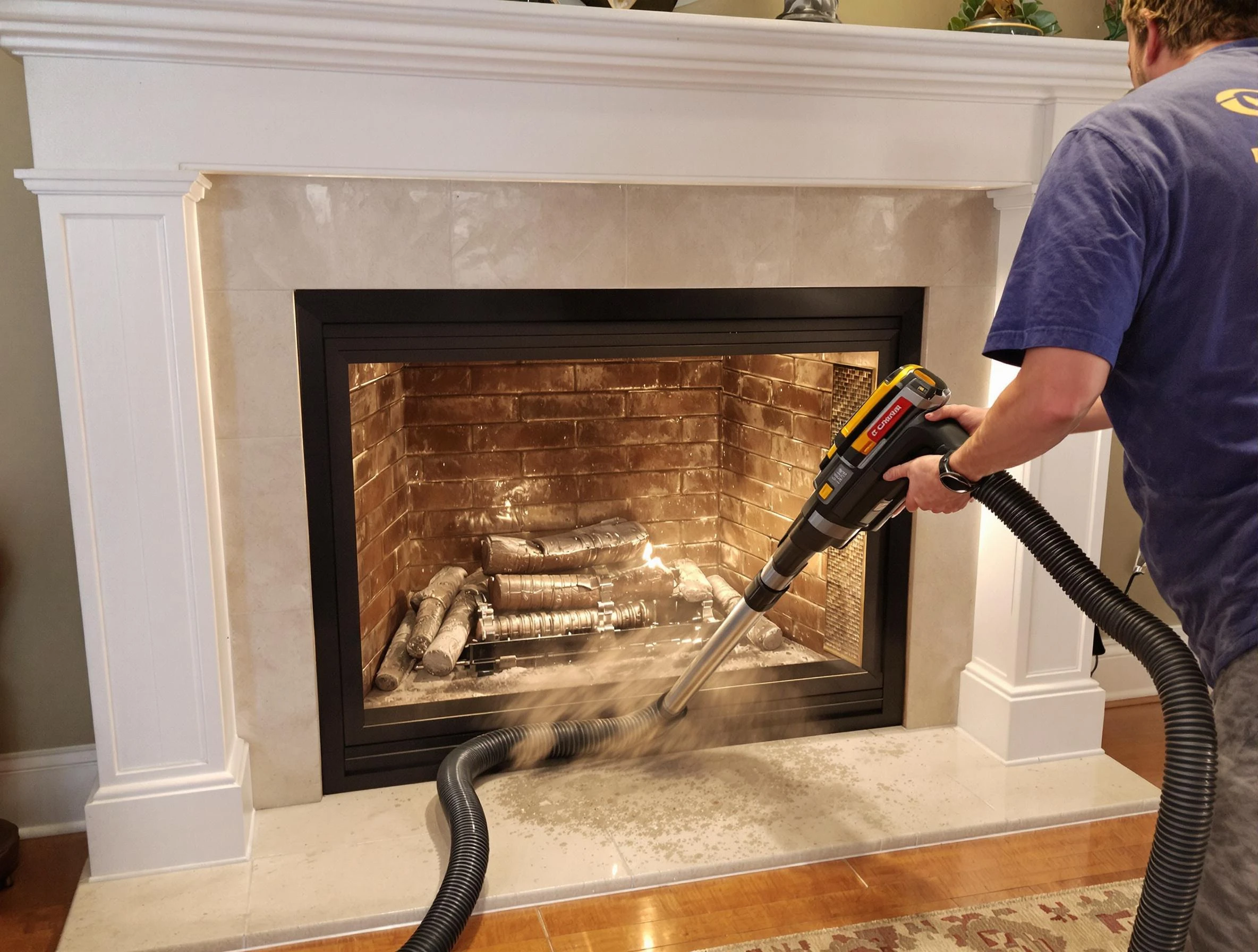Fireplace cleaning performed by Columbiana Chimney Sweep in Columbiana, AL